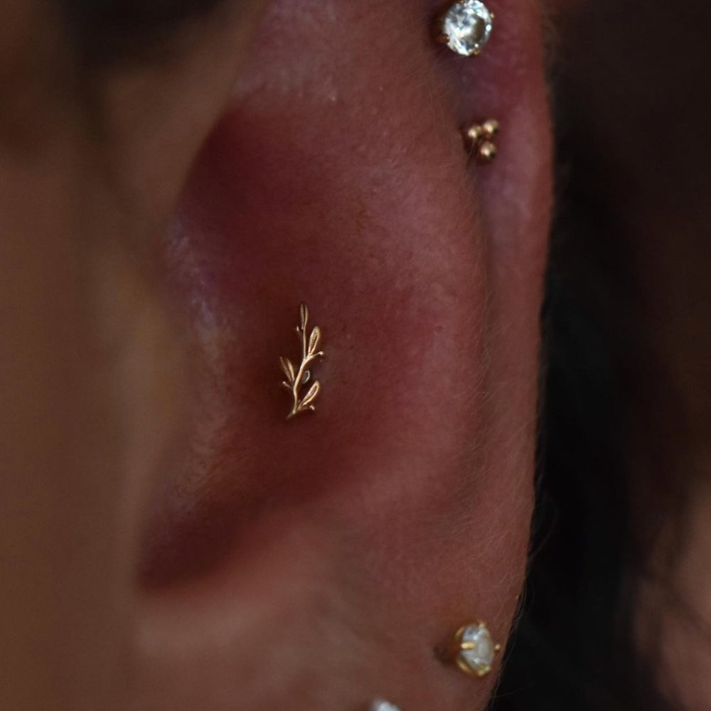 BVLA Tiny Amity #1753 Branch Body Jewelry, 14k Rose Gold, 16g Threaded End+Post